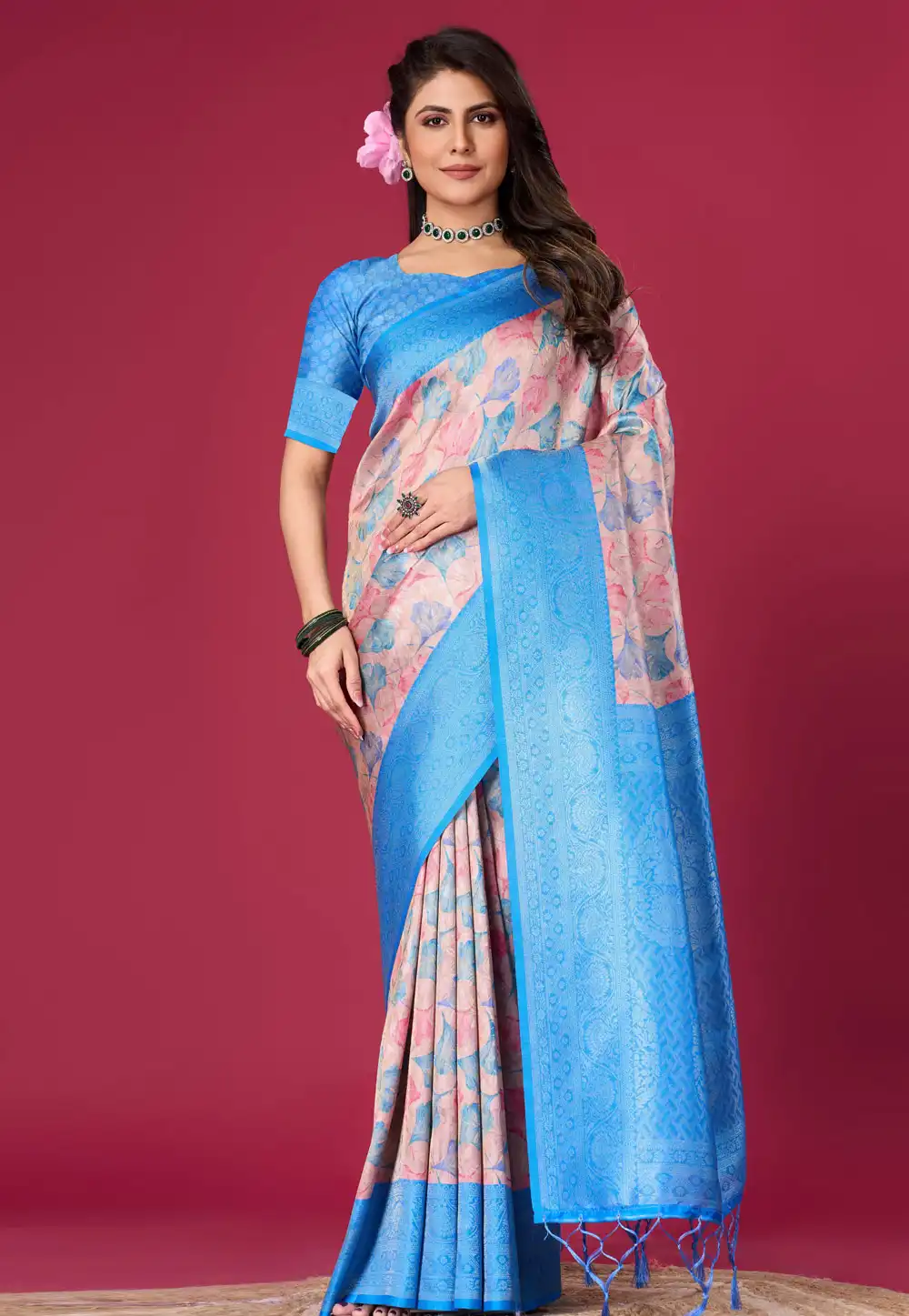 Blue Silk Saree With Blouse 289325