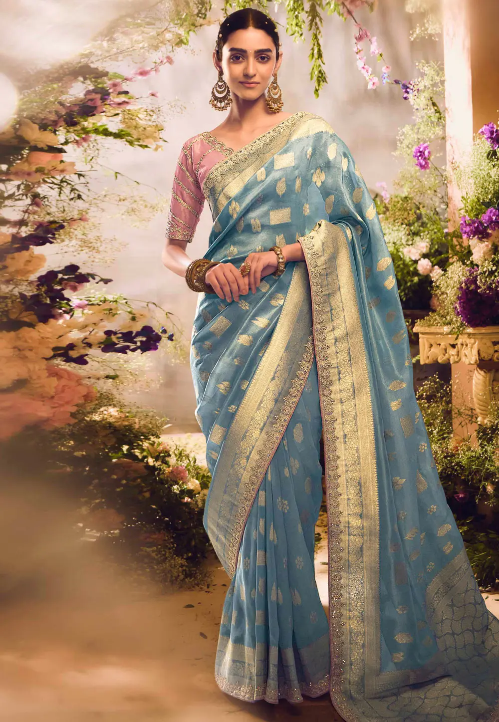 Blue Silk Saree With Blouse 298921