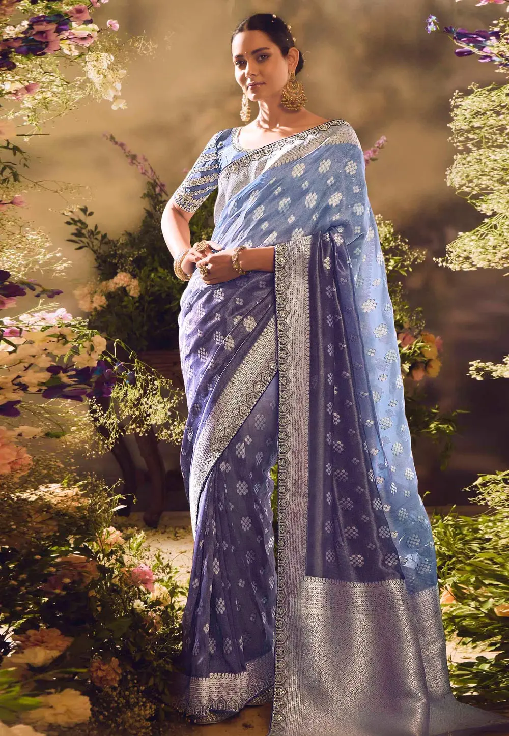 Blue Silk Saree With Blouse 298927