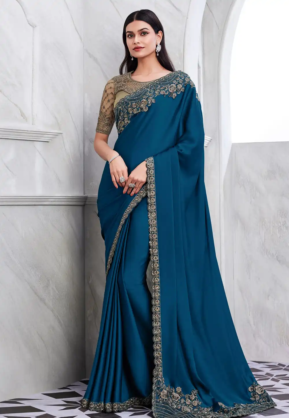 Blue Silk Saree With Blouse 292731