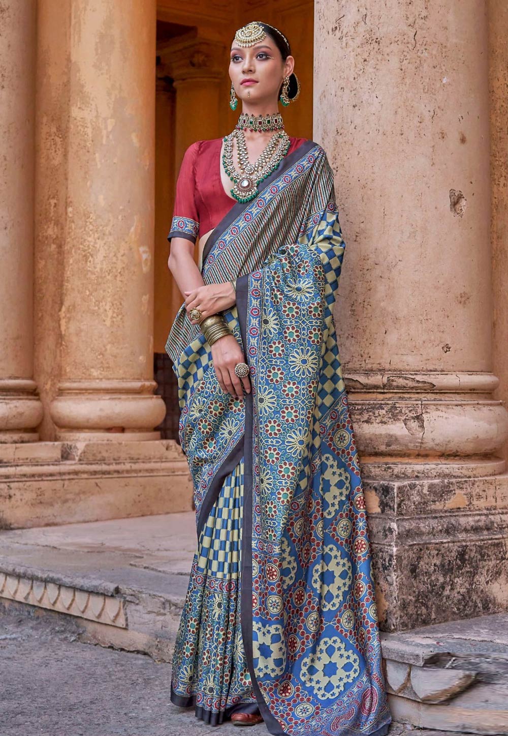 Blue Silk Saree With Blouse 310023