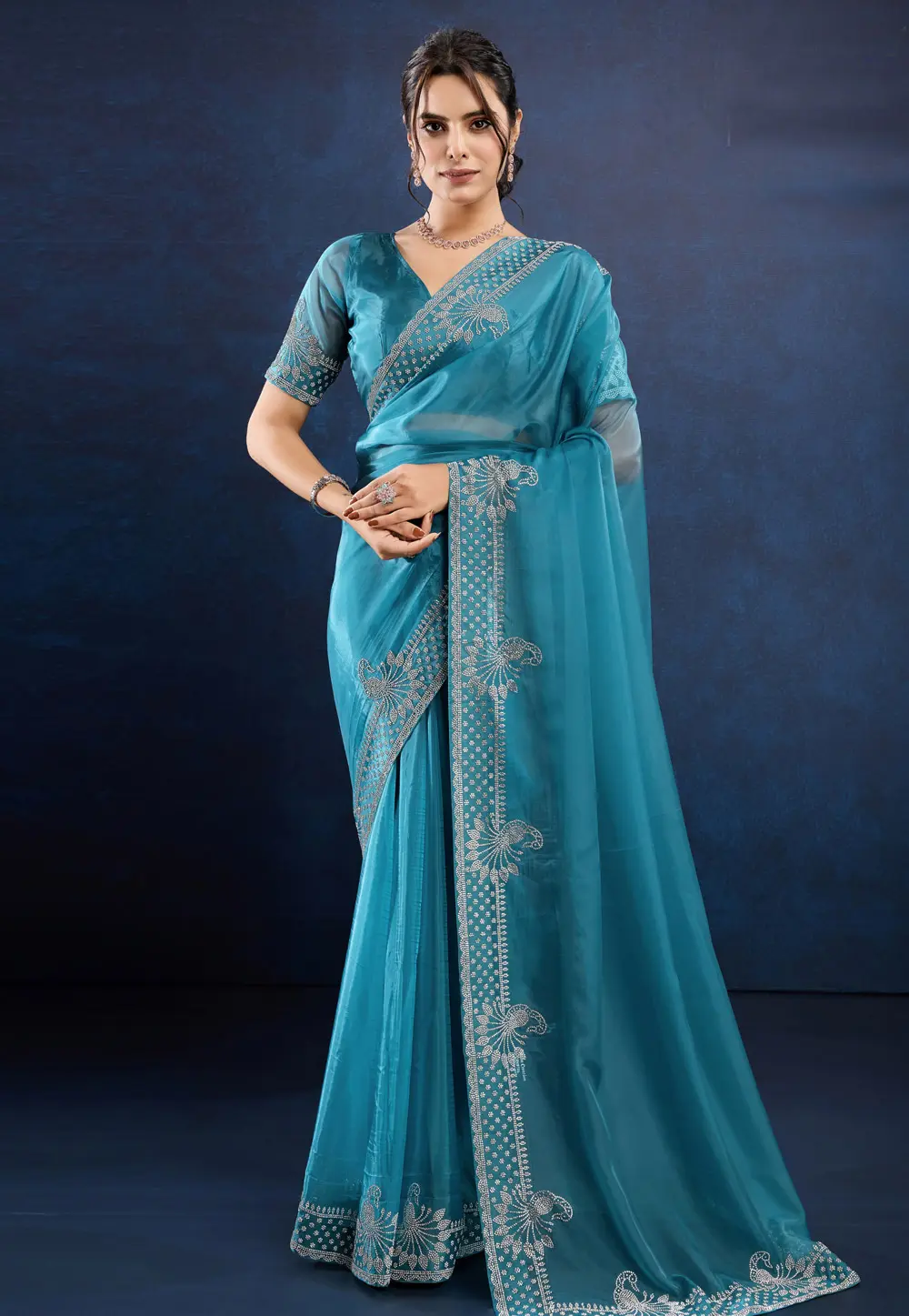 Blue Silk Saree With Blouse 302009