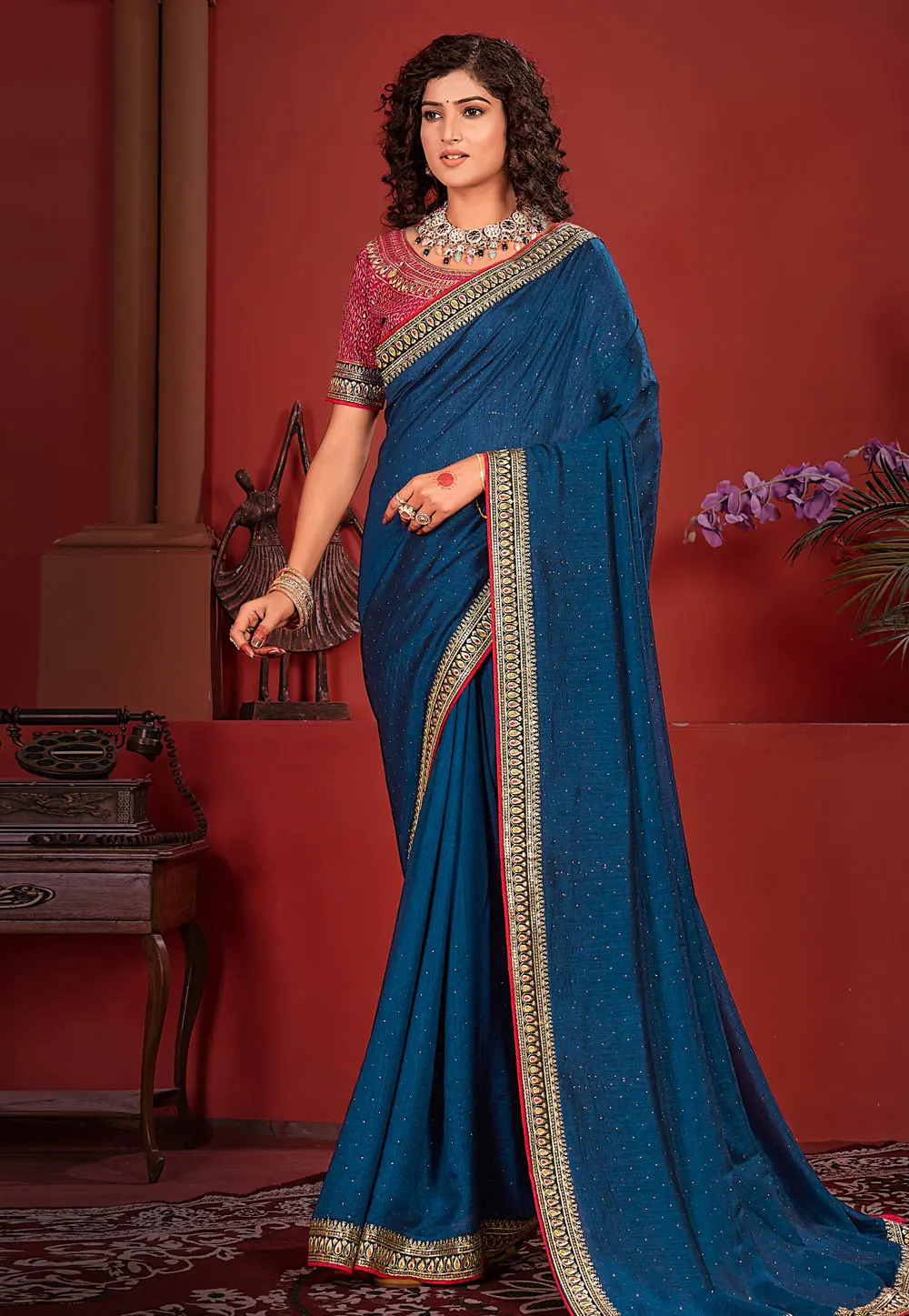 Blue Silk Saree With Blouse 299114