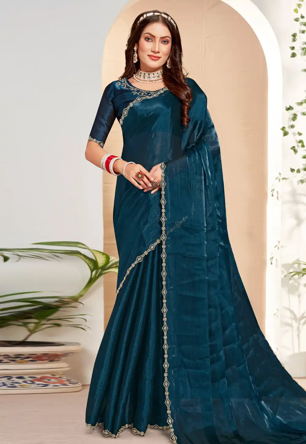 Blue Silk Saree With Blouse 292445