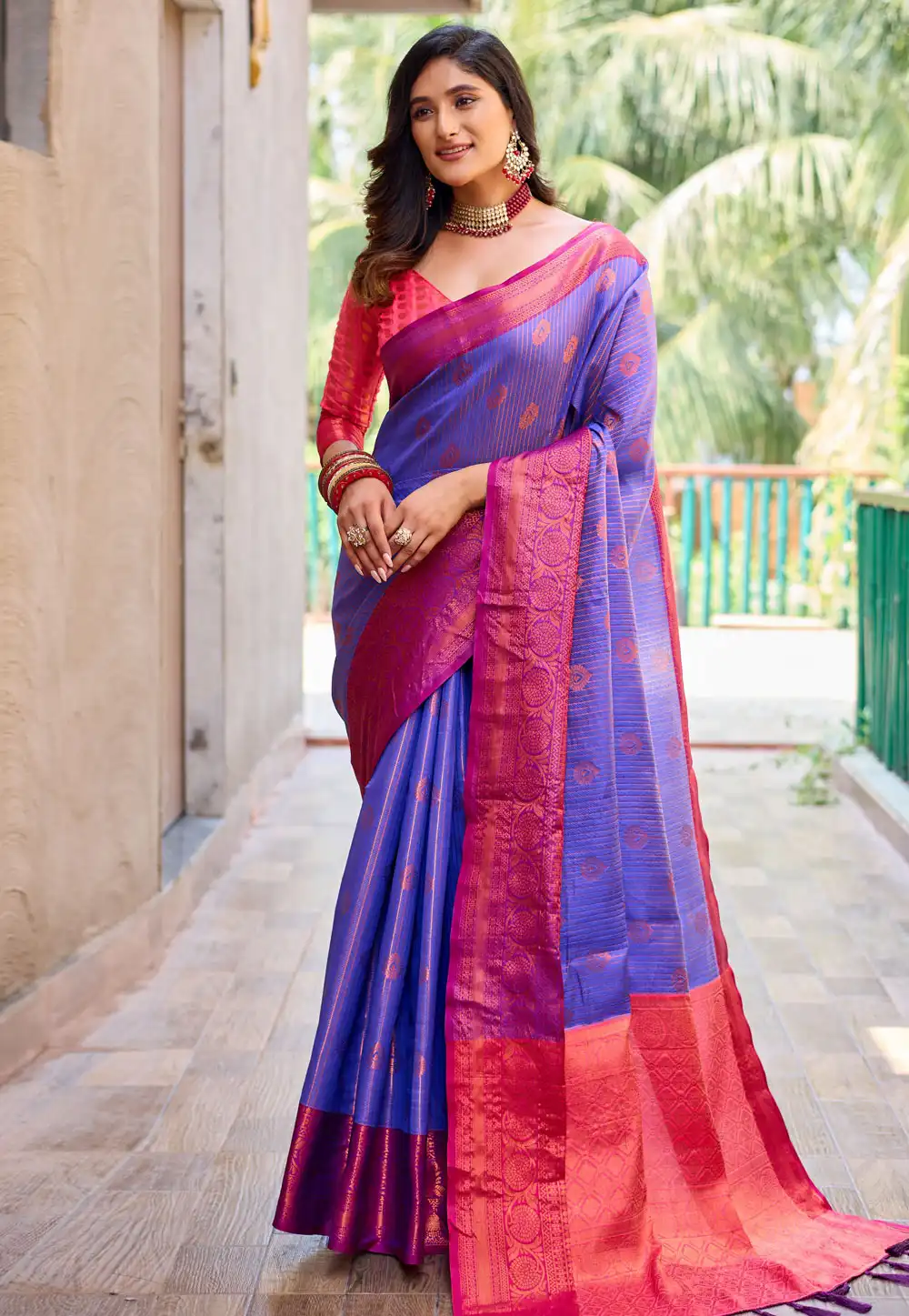 Blue Silk Saree With Blouse 290128