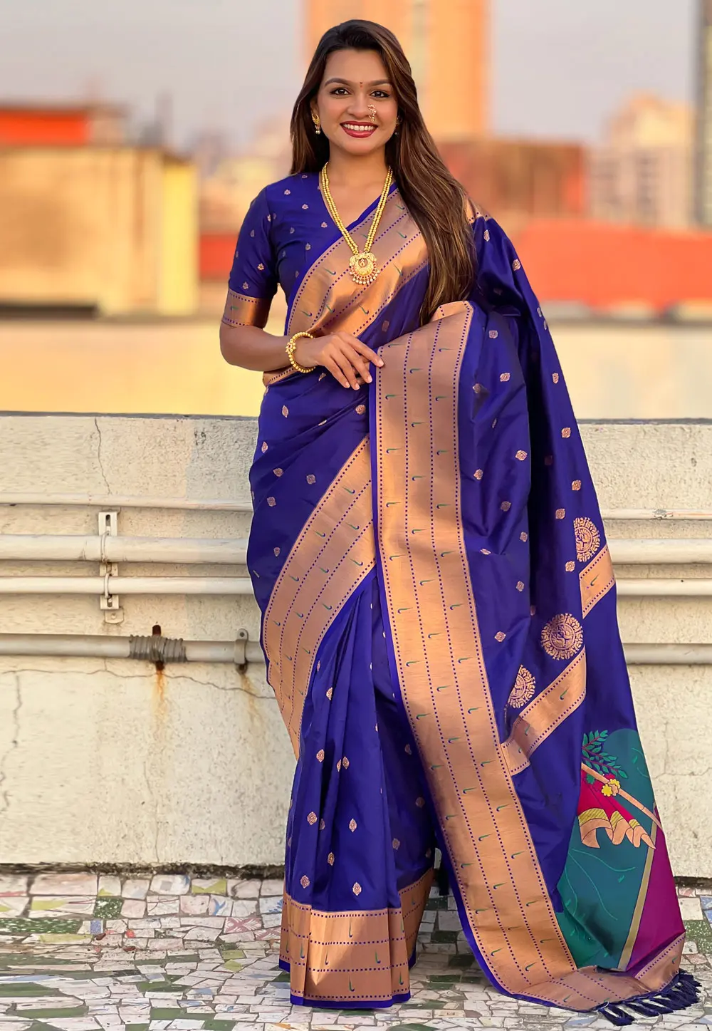 Blue Silk Saree With Blouse 303927