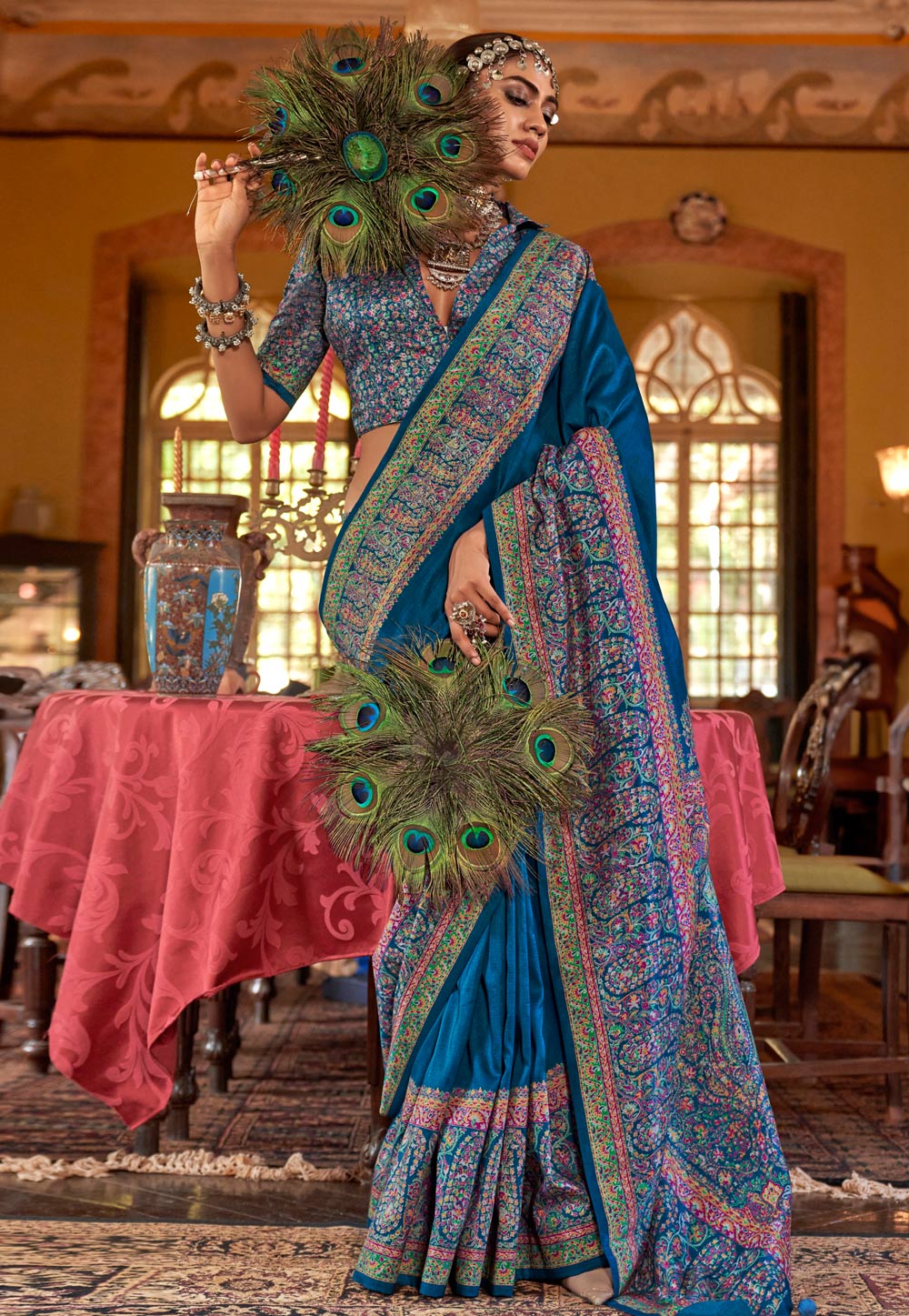 Blue Silk Saree With Blouse 309799