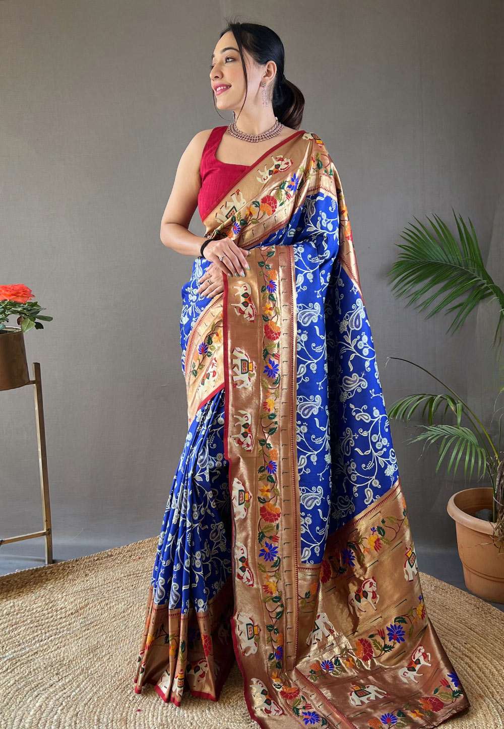 Blue Silk Saree With Blouse 287431