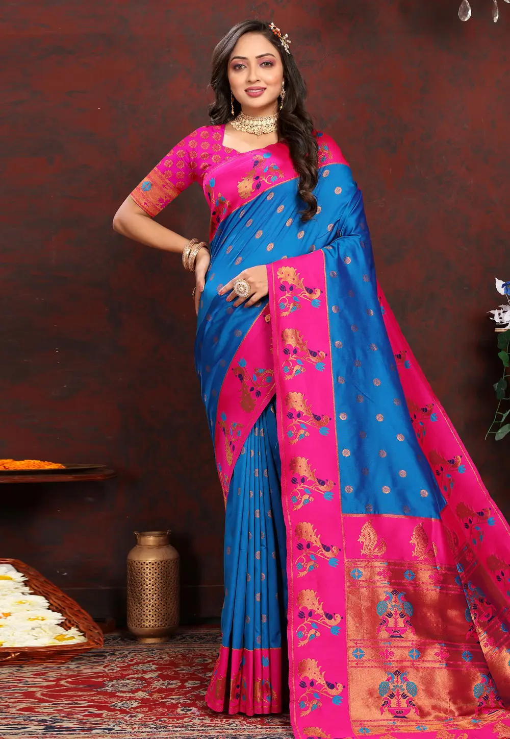 Blue Silk Saree With Blouse 304386