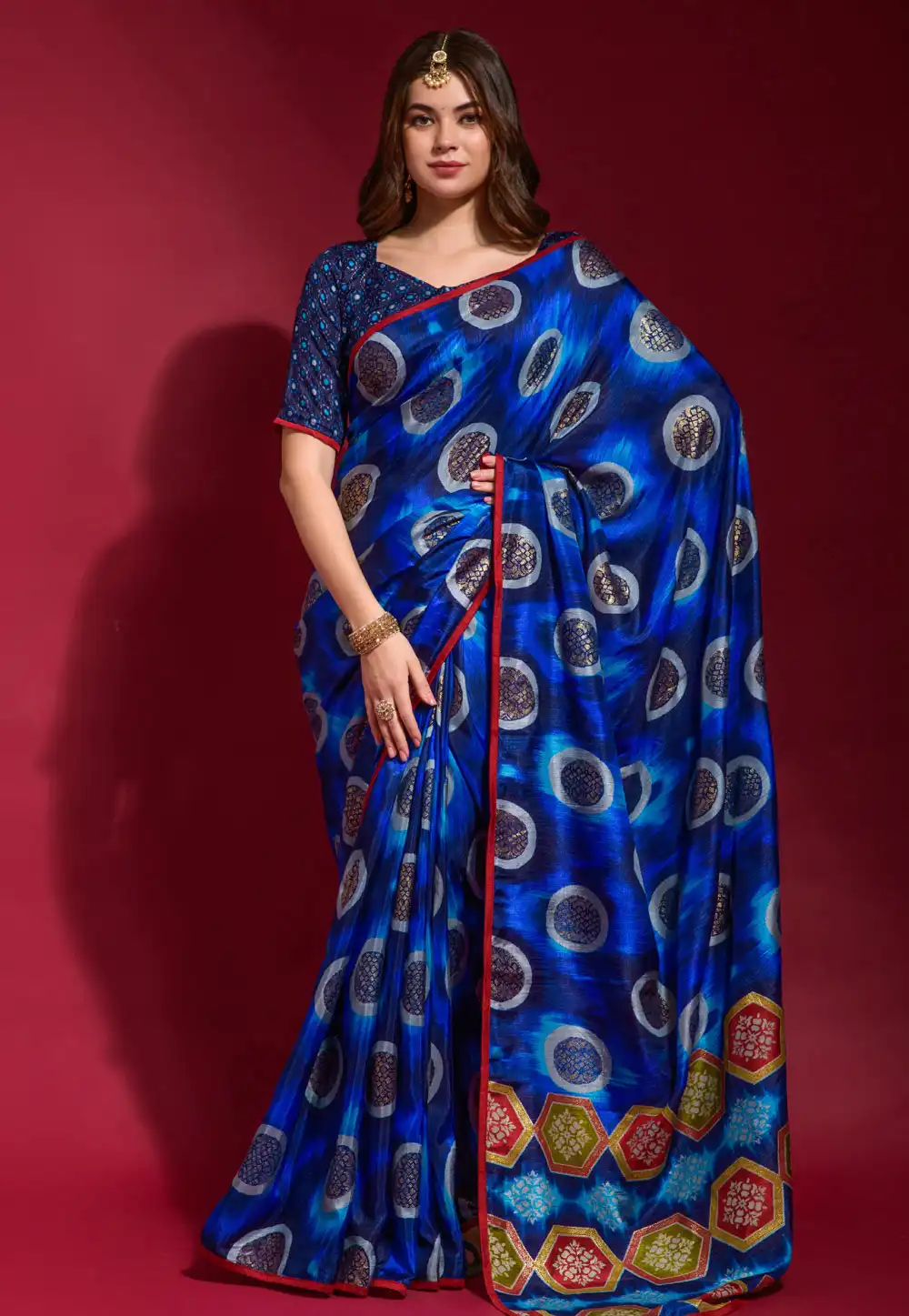 Blue Silk Saree With Blouse 291447