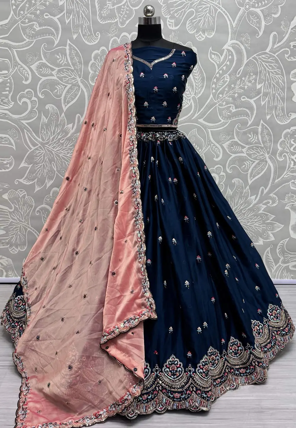 Blue Silk Wedding Lehenga Choli 298509