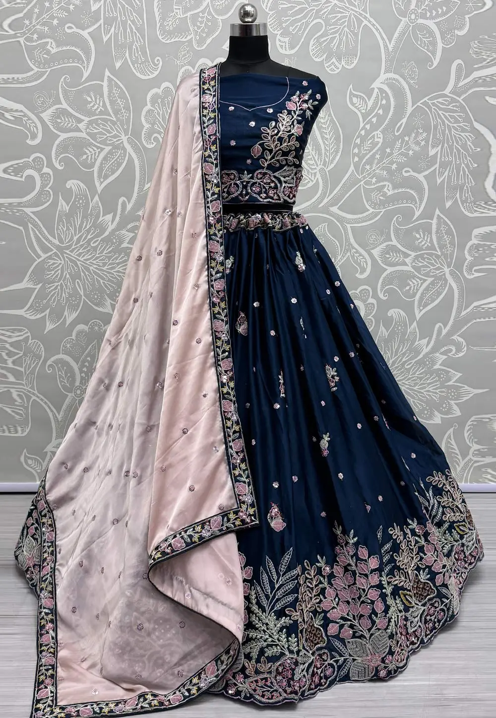 Blue Silk Wedding Lehenga Choli 298909