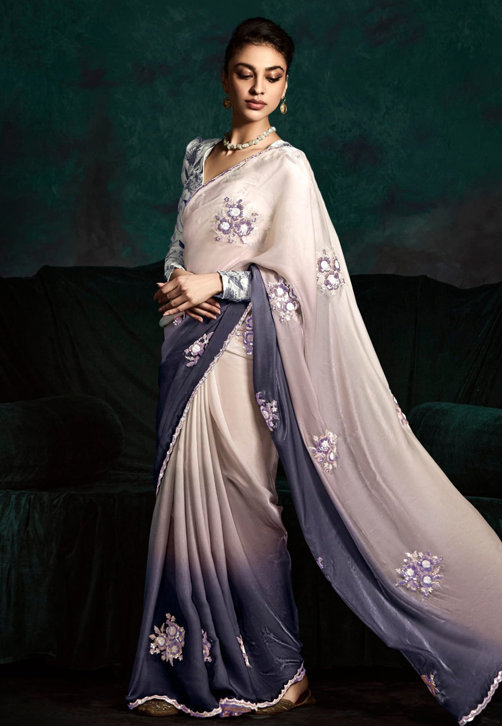 Blue Tissue Saree With Blouse 311211