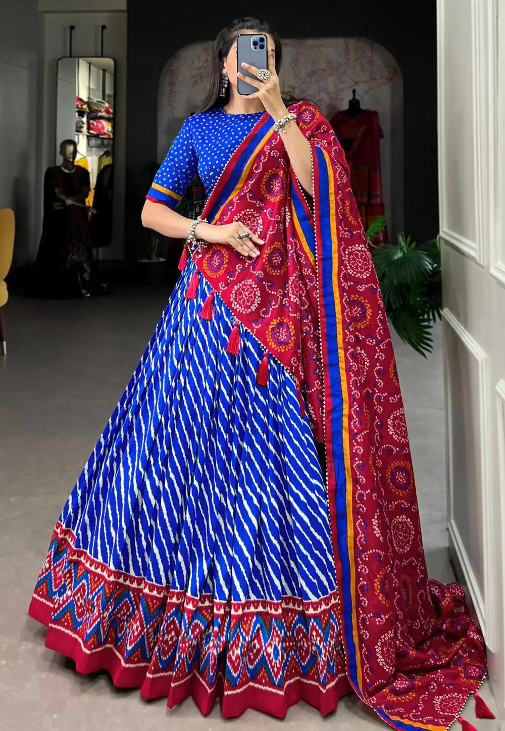 Blue Tussar Silk Navratri Chaniya Choli 291166