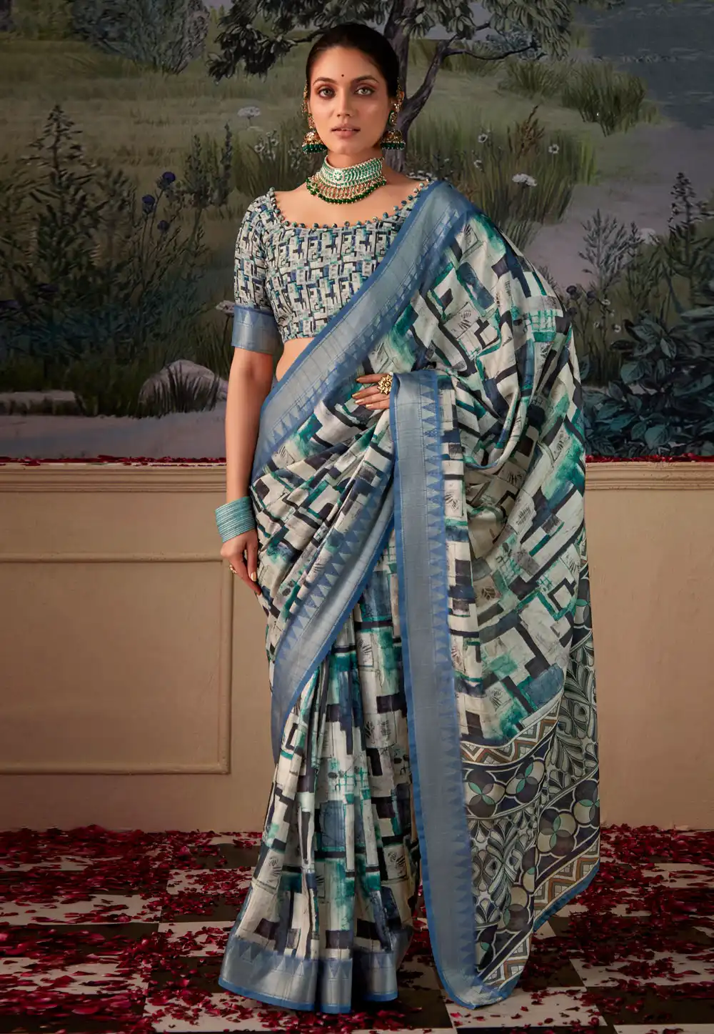 Blue Tussar Silk Saree With Blouse 288915