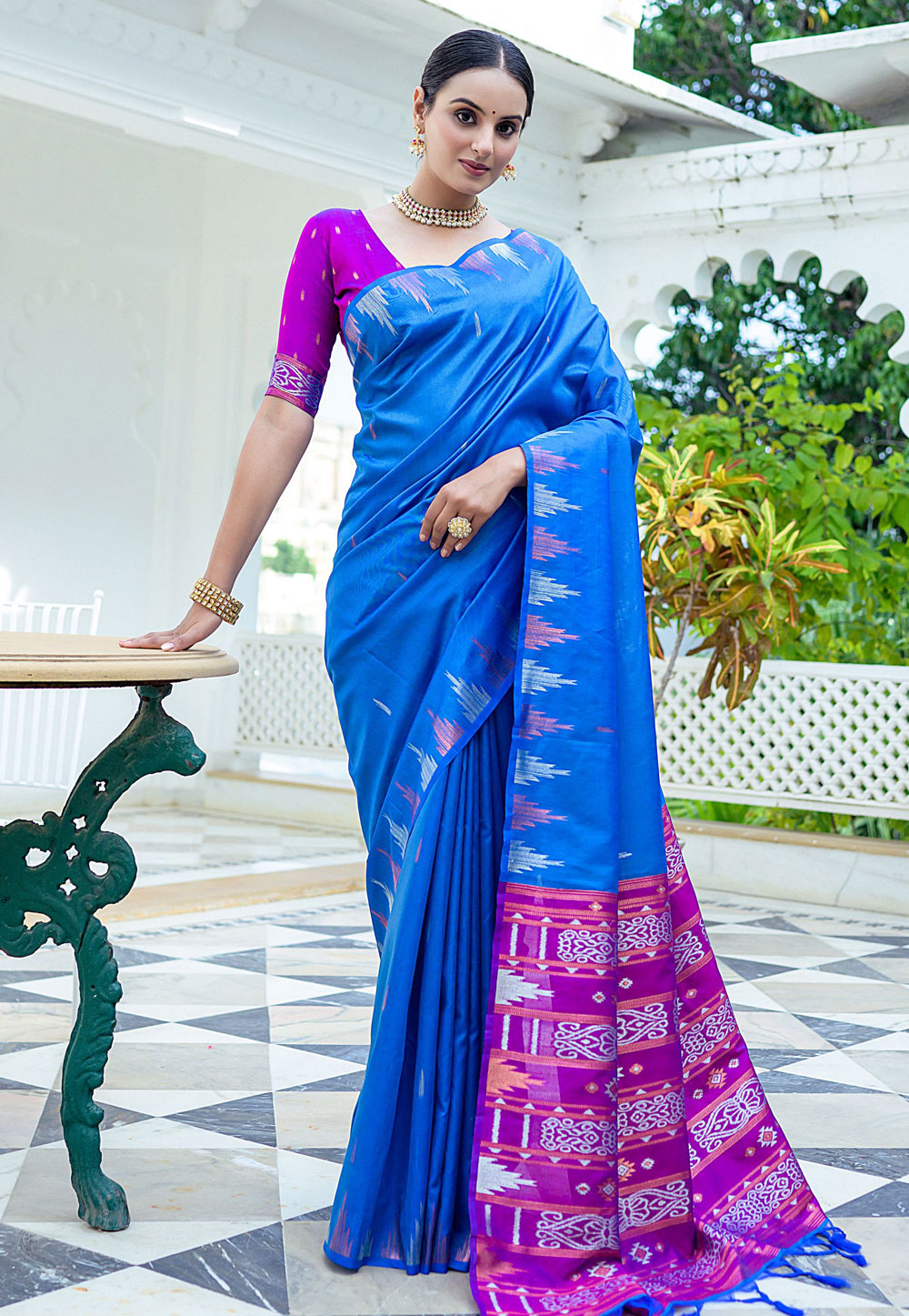 Blue Tussar Silk Saree With Blouse 278772