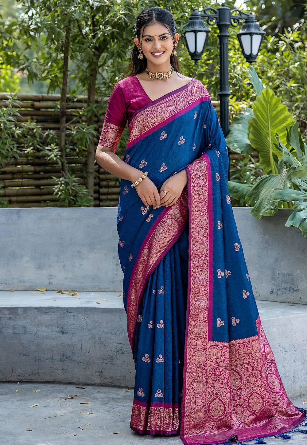 Blue Tussar Silk Saree With Blouse 282821