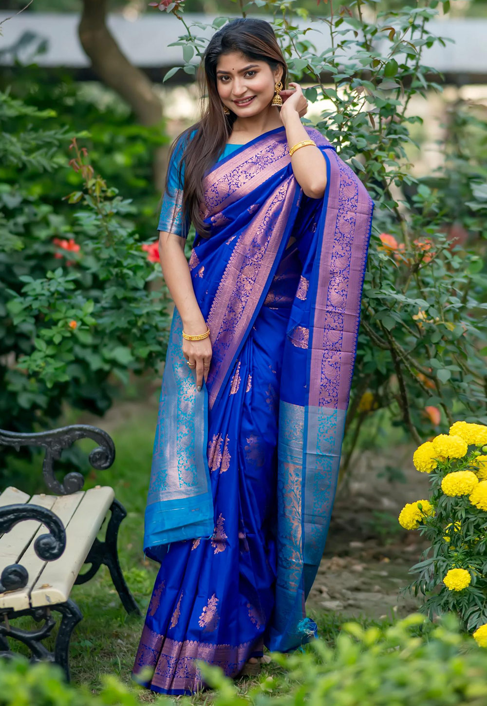 Blue Tussar Silk Saree With Blouse 285392