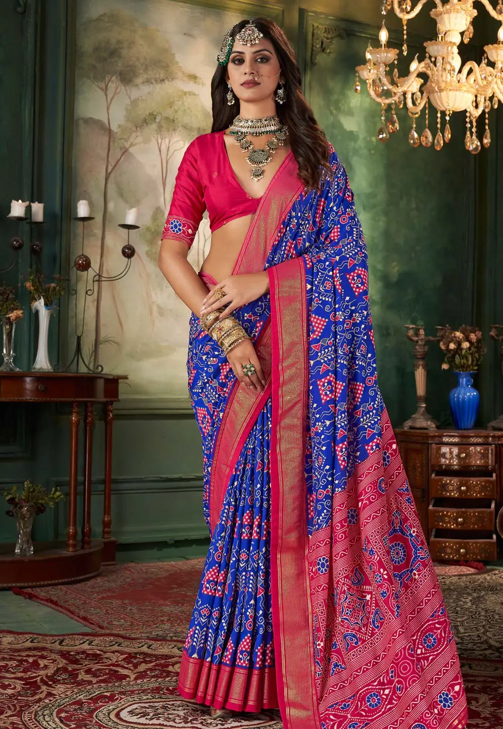 Blue Tussar Silk Saree With Blouse 296324