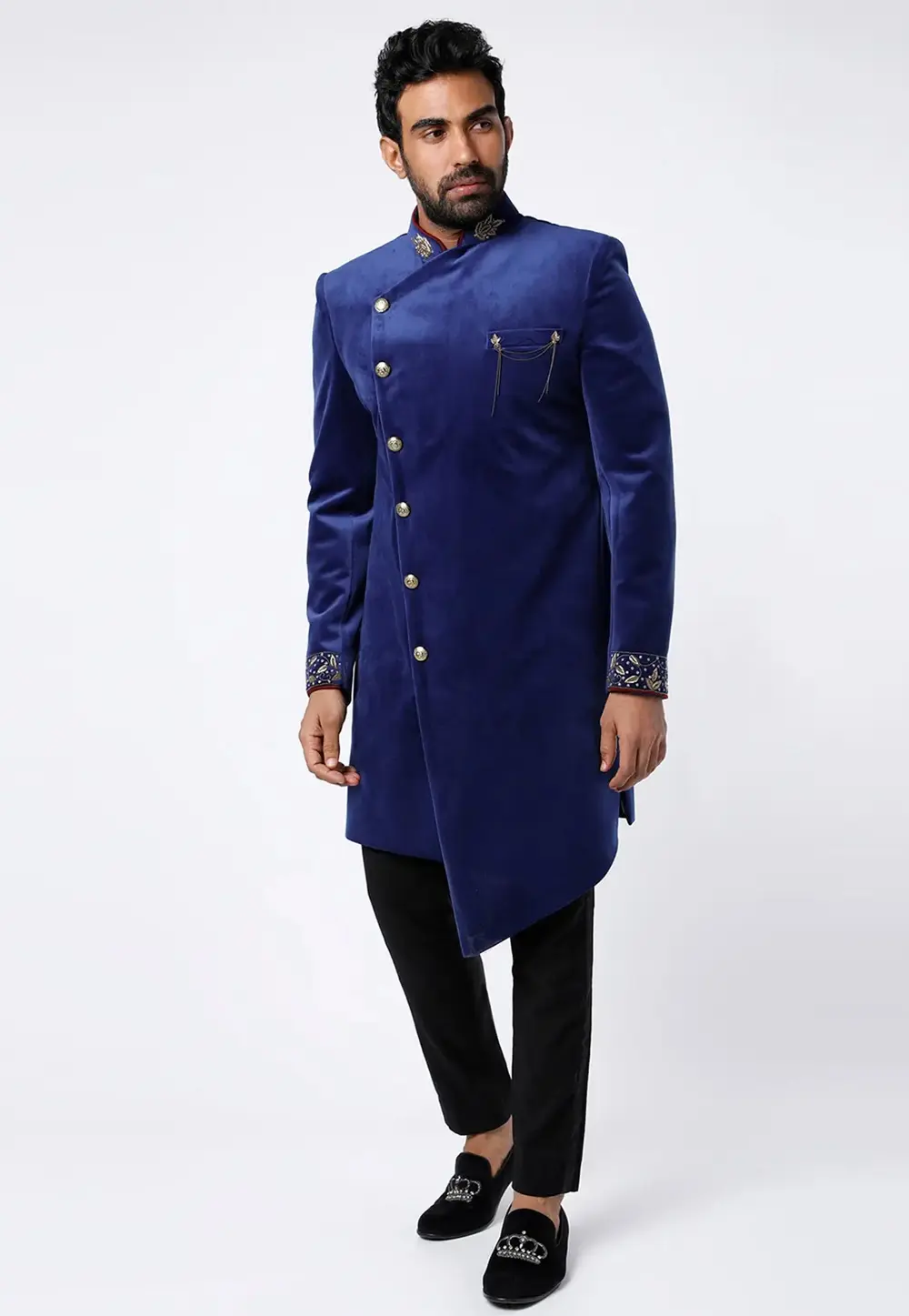 Blue Velvet Jodhpuri Suit 300043