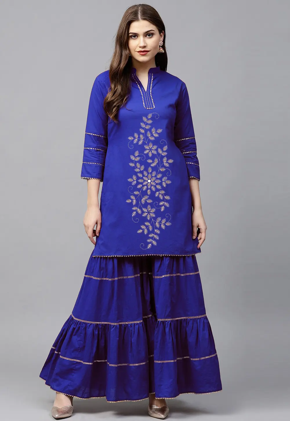 Blue Velvet Kurta Set With Palazzo 300079