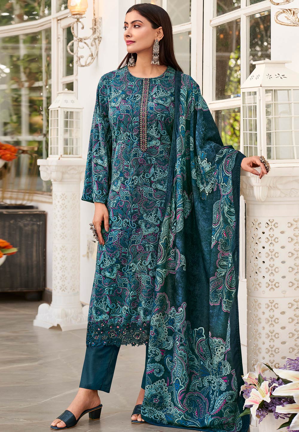Blue Velvet Pant Style Suit 310959