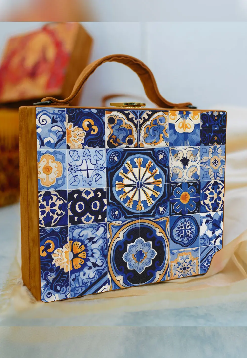 Blue Wooden Clutch 297623