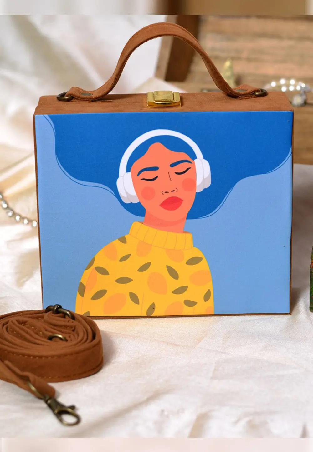 Blue Wooden Clutch 298074