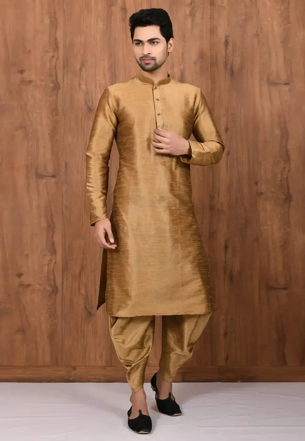 Brown Art Silk Dhoti Kurta 300750