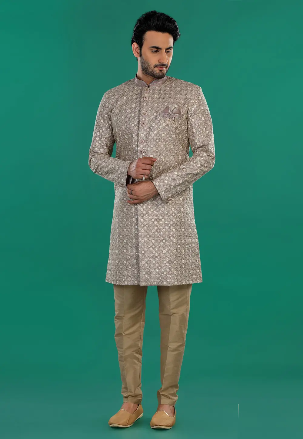 Brown Art Silk Indo Western Suit 295270