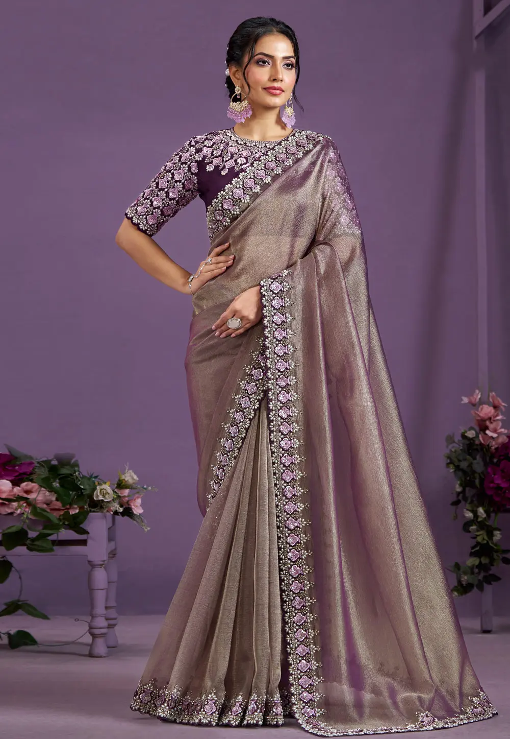 Brown Banarasi Saree 298524