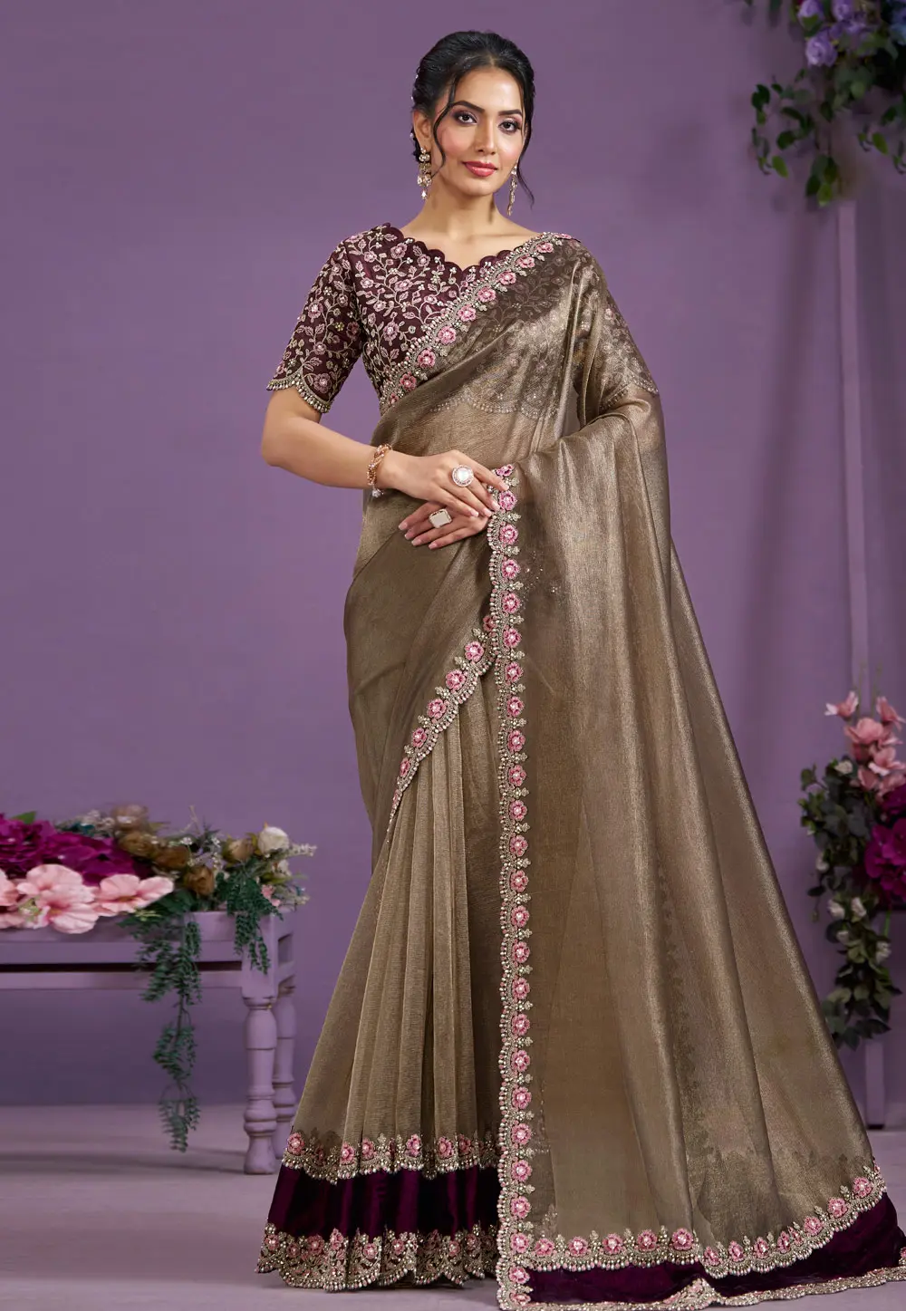 Brown Banarasi Saree 298526