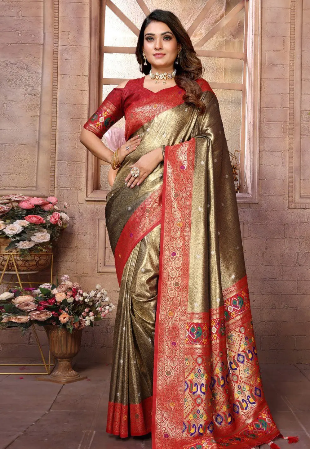 Brown Banarasi Silk Saree 302651