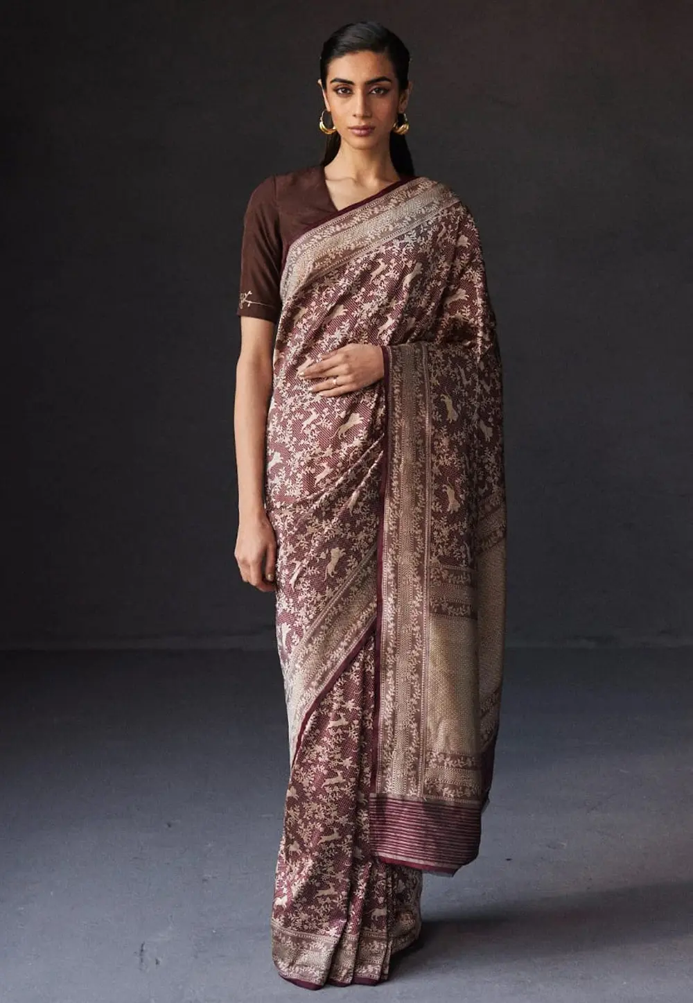 Brown Banarasi Silk Saree 298179