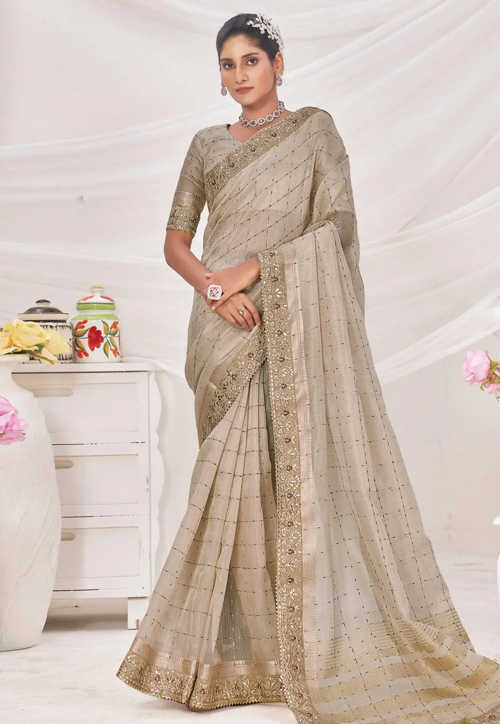 Brown Banarasi Silk Saree With Blouse 301721