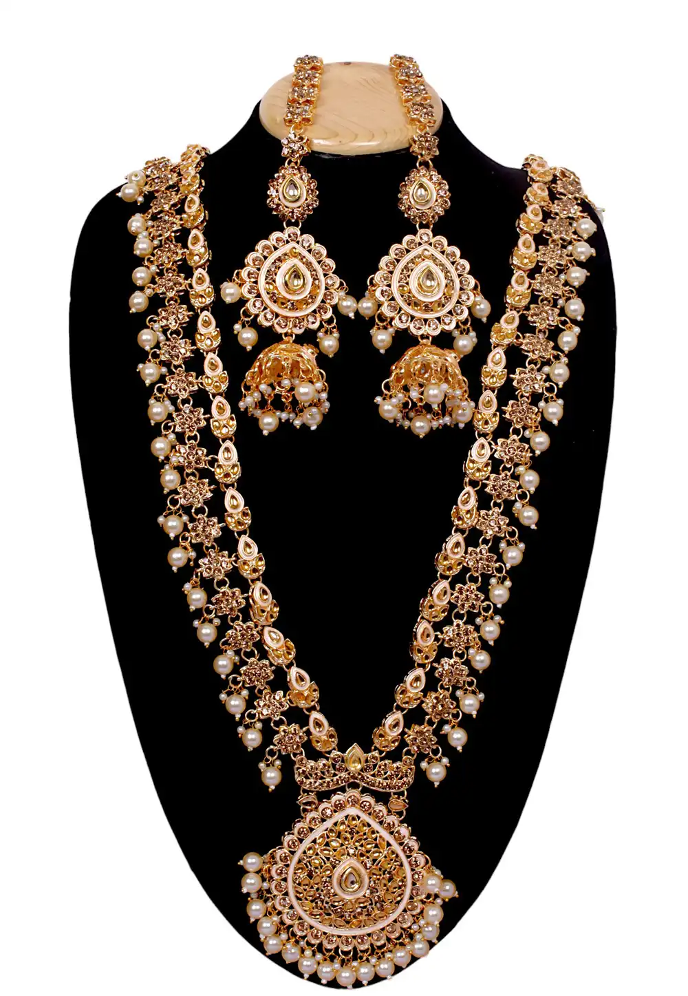 Brown Brass Necklace With Earrings 292941