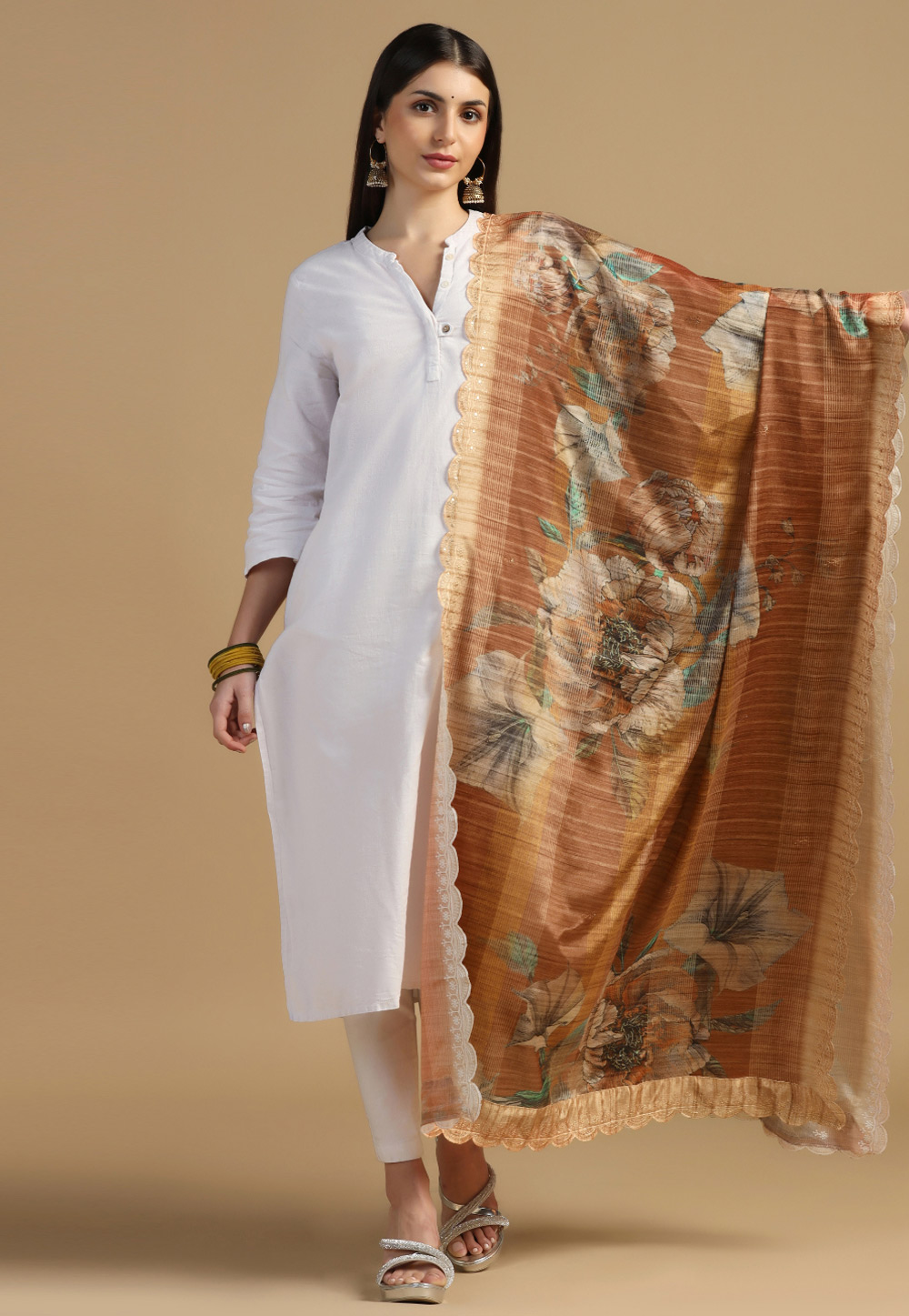 Brown Chinon Dupatta 305769