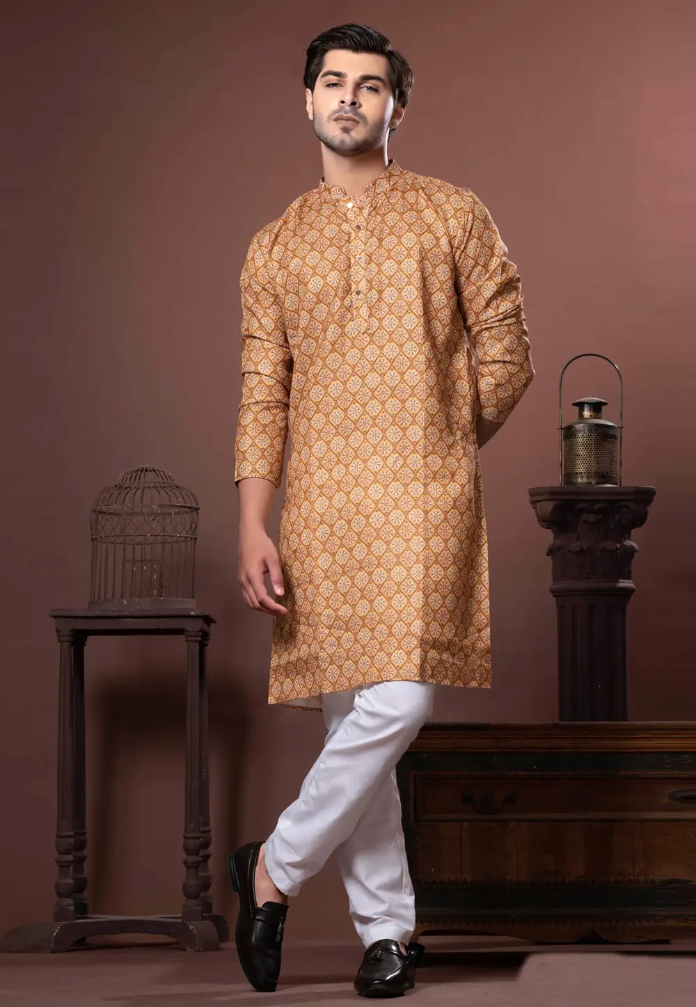 Brown Cotton Kurta Pajama 302106