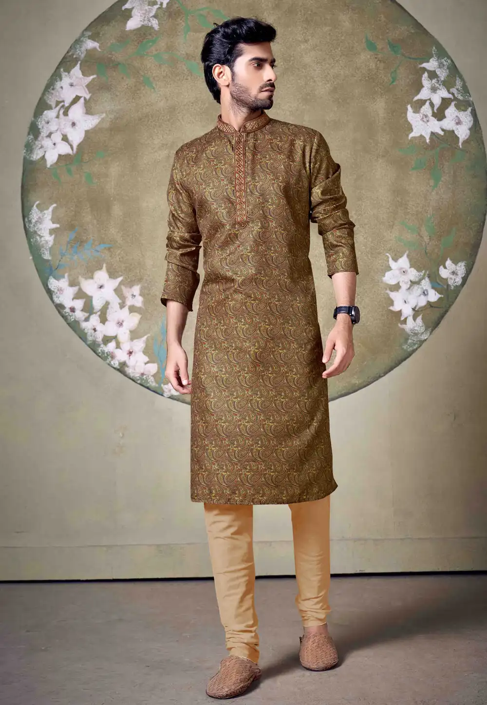 Brown Cotton Kurta Pajama 288852