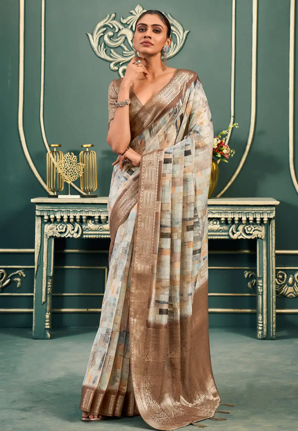 Brown Cotton Saree With Blouse 288751