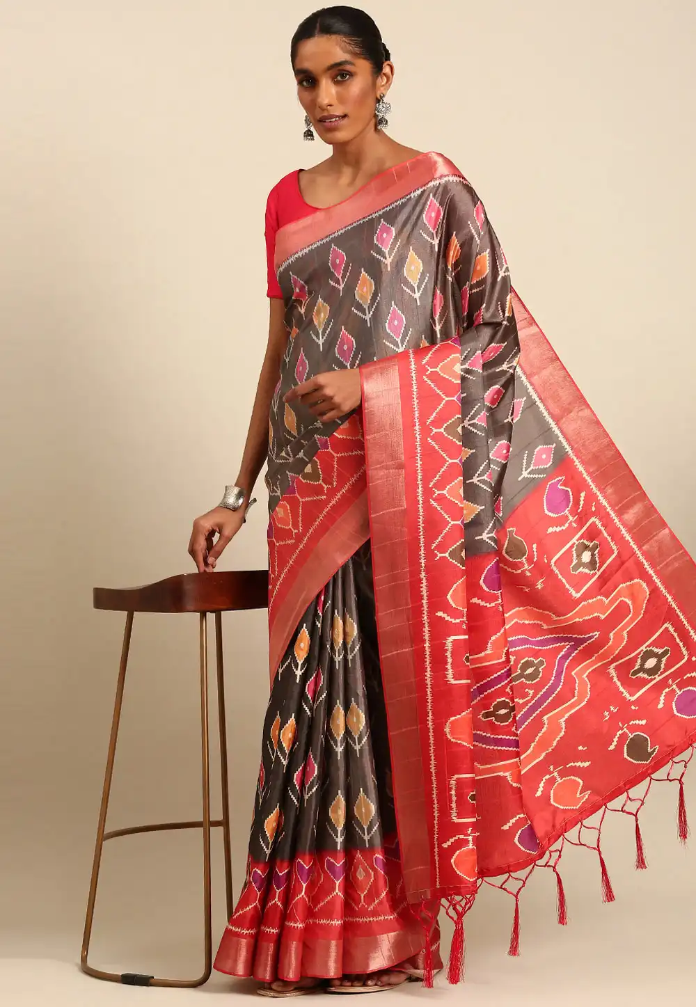 Brown Cotton Saree With Blouse 291984