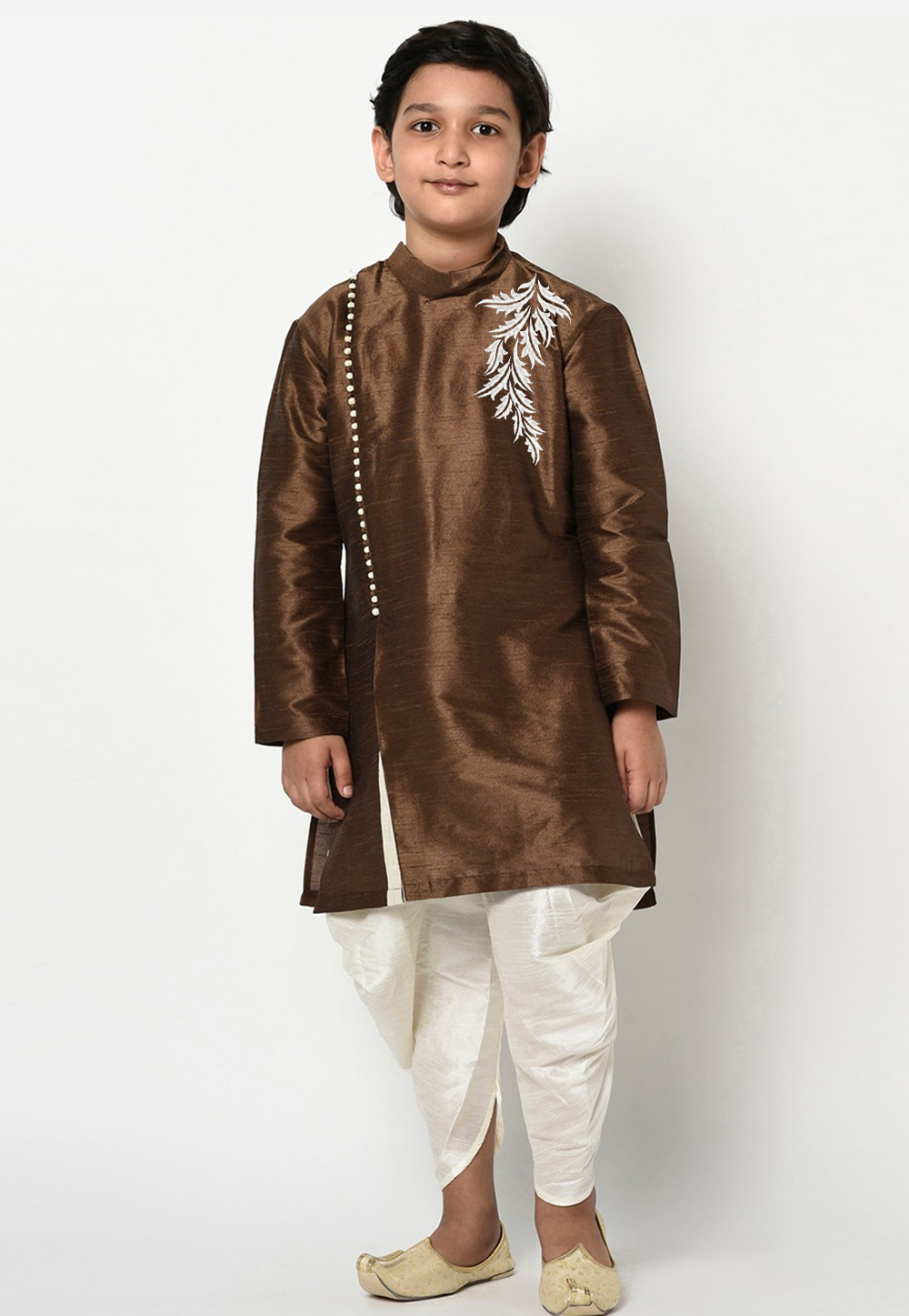 Brown Dupion Silk Kids Dhoti Kurta 286208