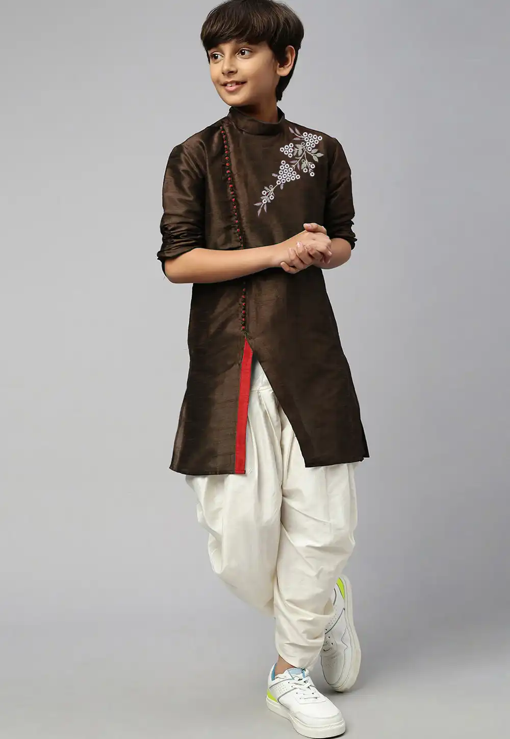 Brown Dupion Silk Kids Dhoti Kurta 289208