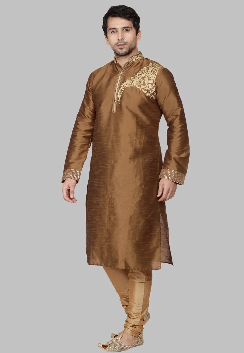 Brown Dupion Silk Kurta Pajama 298141