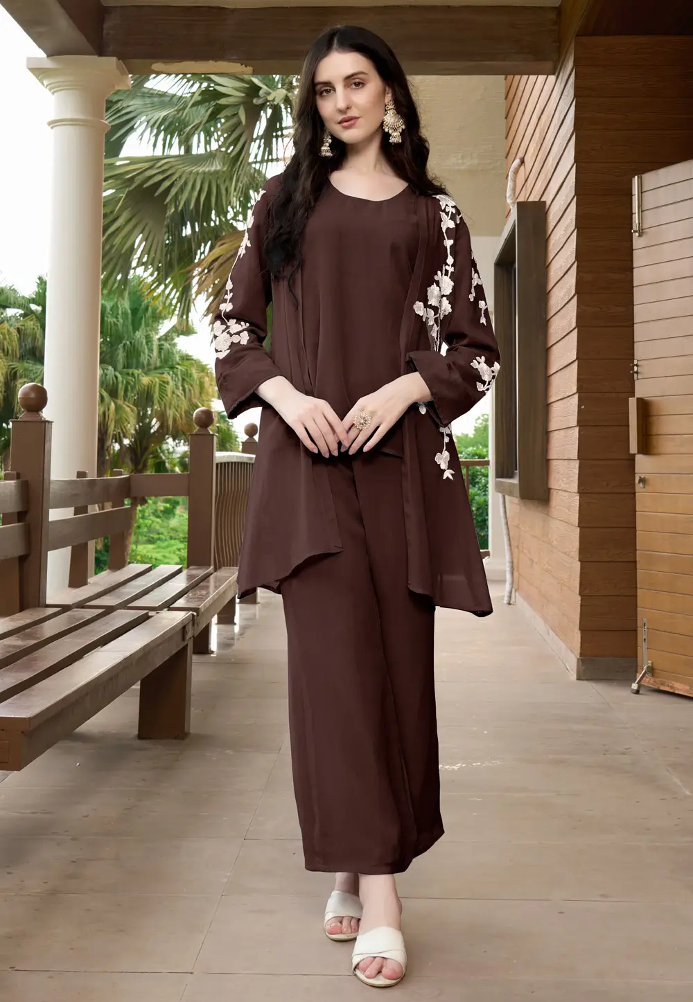 Brown Georgette Co-Ords Set 296765