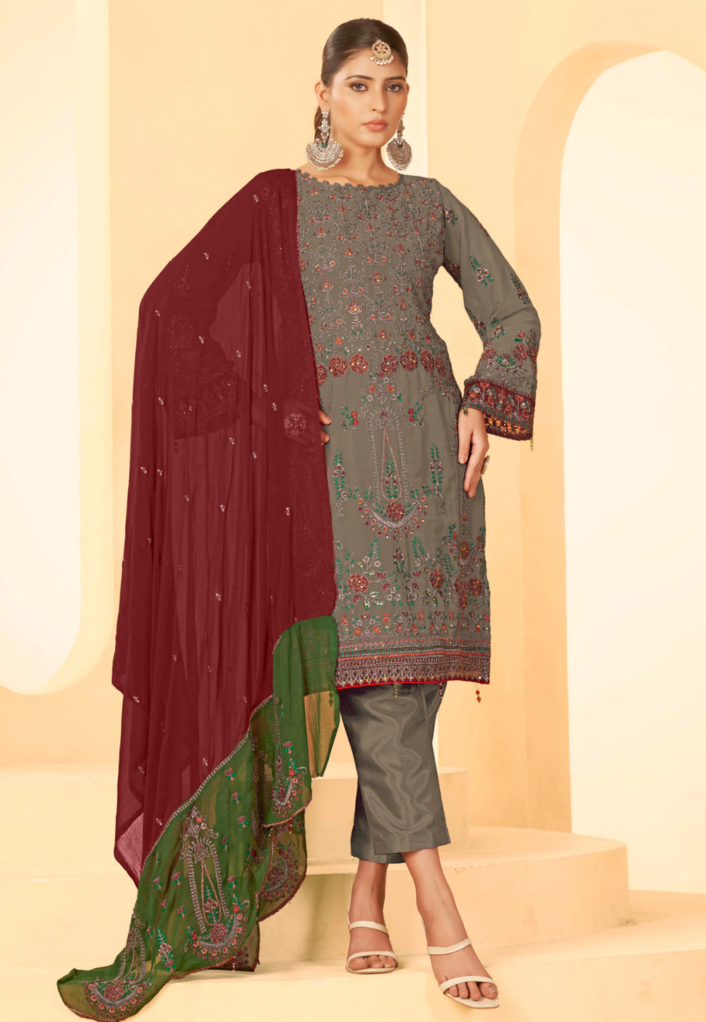 Brown Georgette Pakistani Suit 282397
