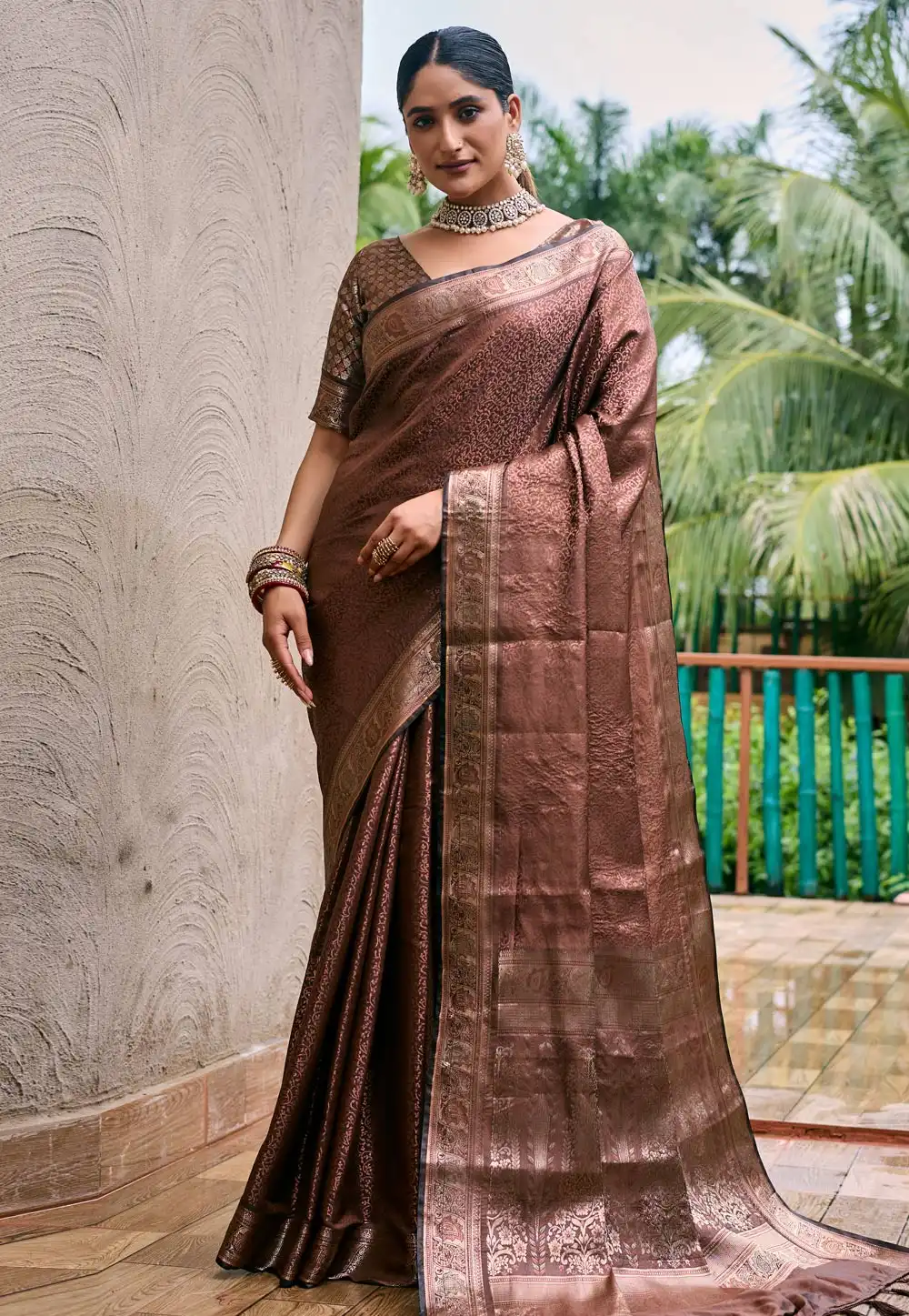 Brown Kanjivaram Silk Saree With Blouse 289067