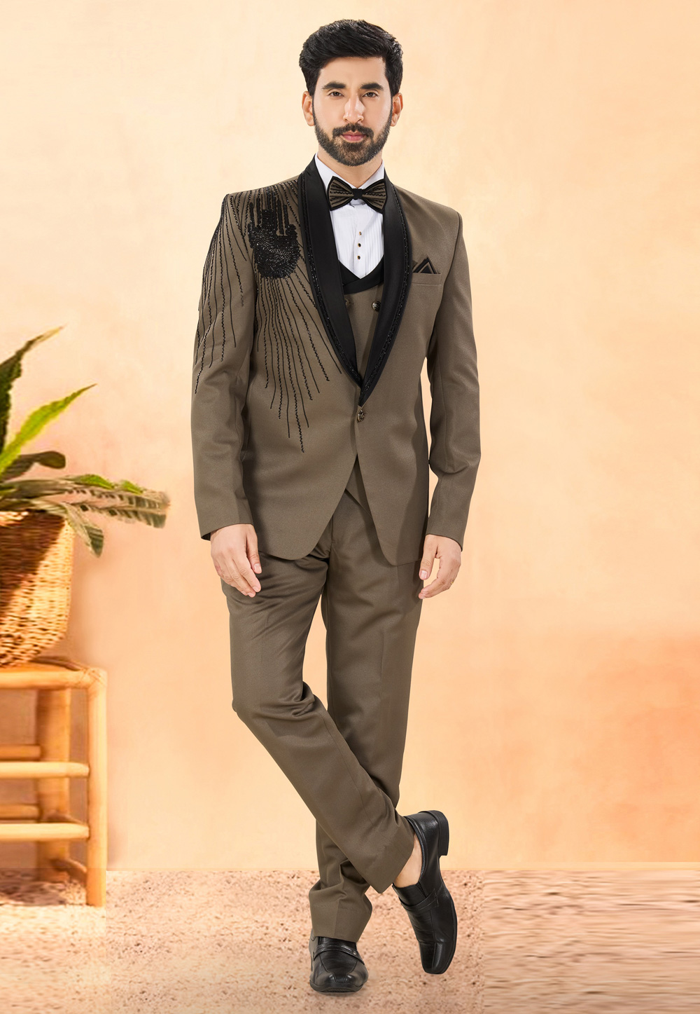 Brown Rayon Tuxedos Suit 306127