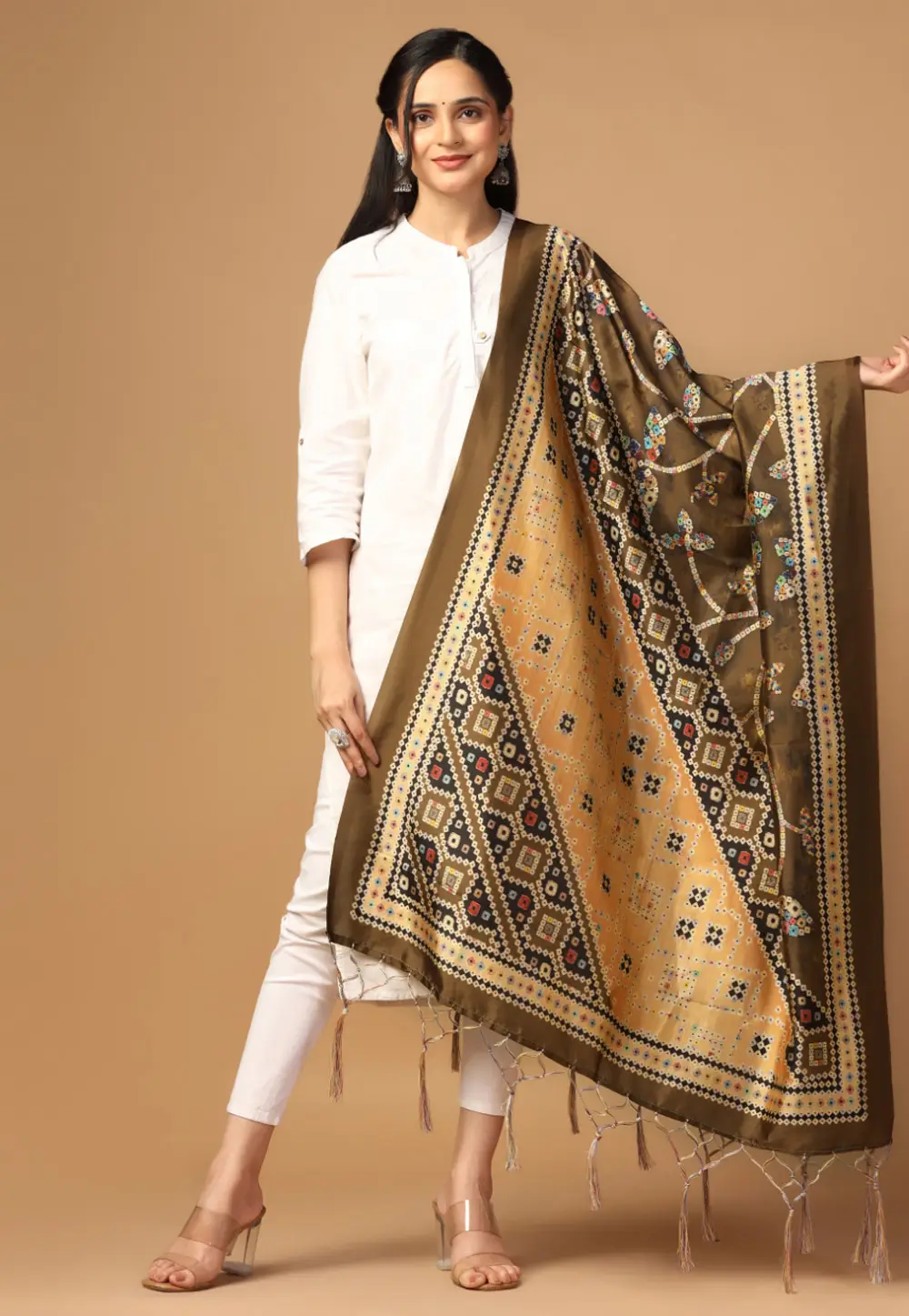 Brown Silk Dupatta 296865