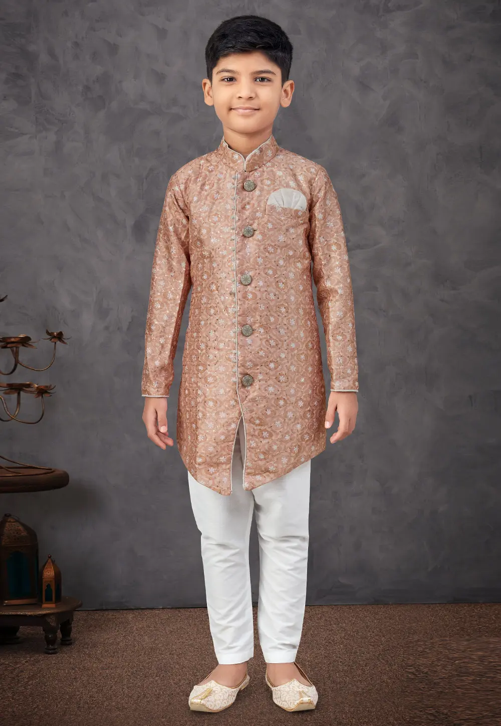 Brown Silk Kids Indo Western Sherwani 303769